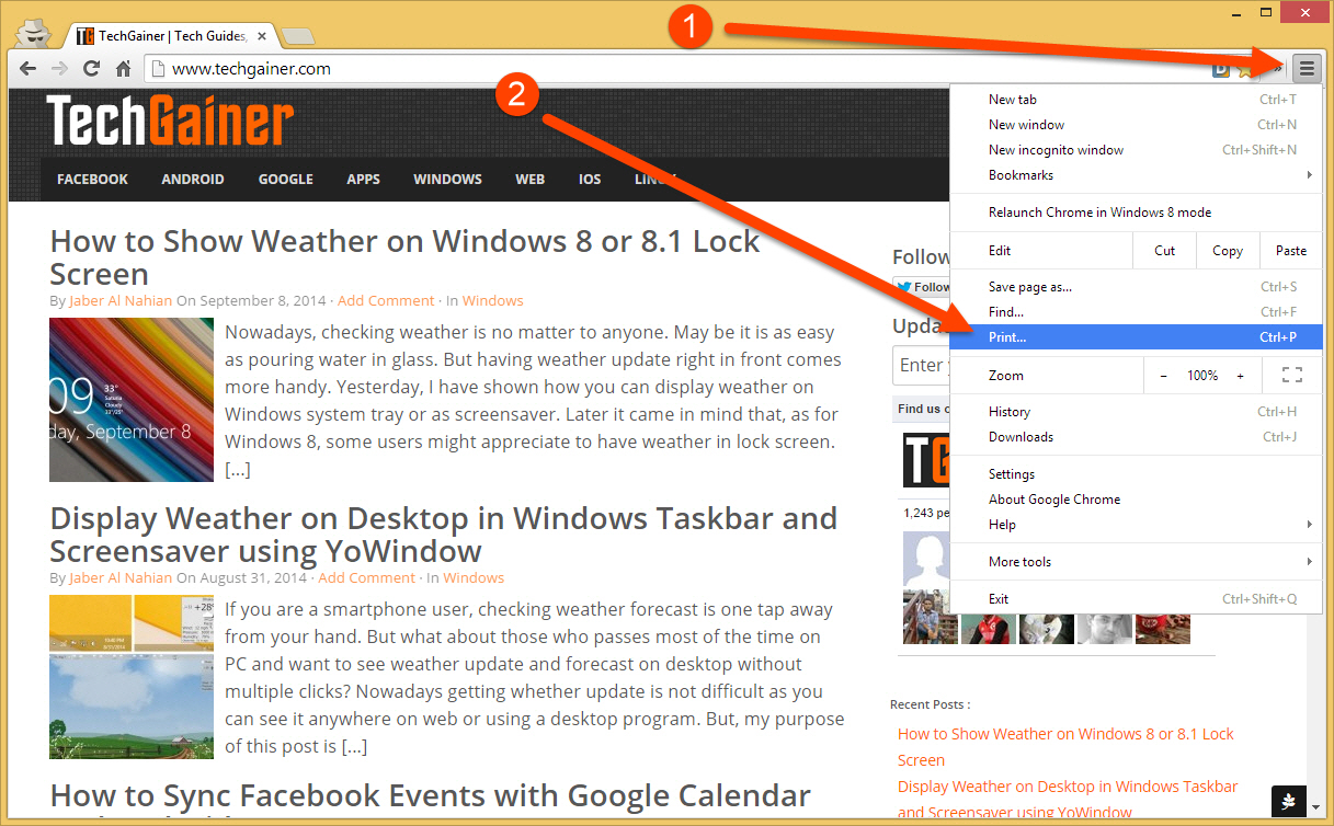 Access Print in Chrome