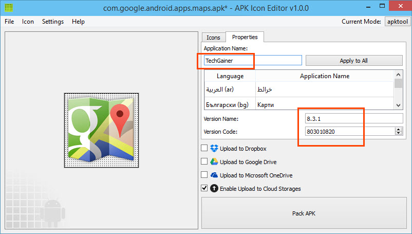 Change APK name and version info