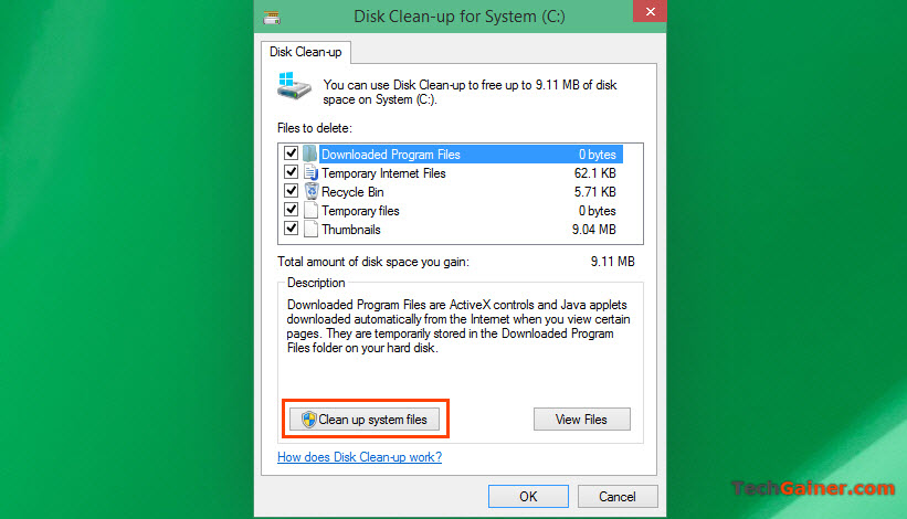 Click on Clean-up system files