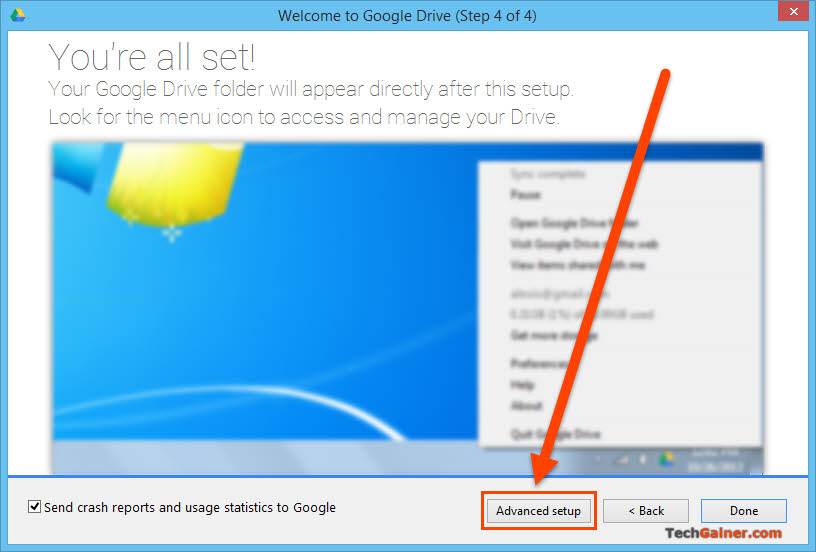 Click Advanced Setup