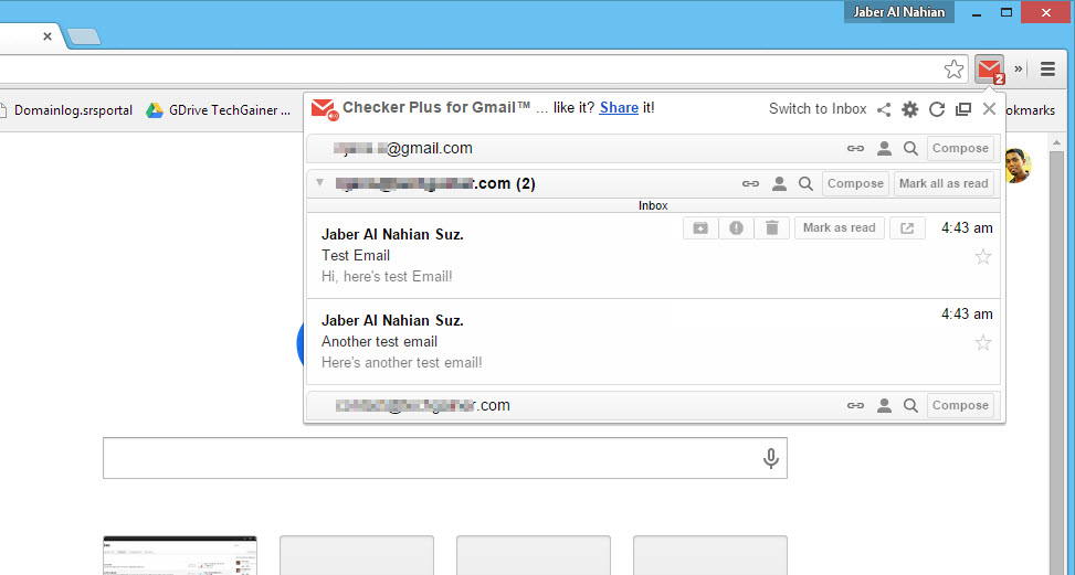 New Emails in Toolbar