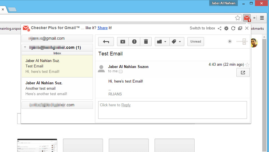 Read Gmails in Chrome Toolbar