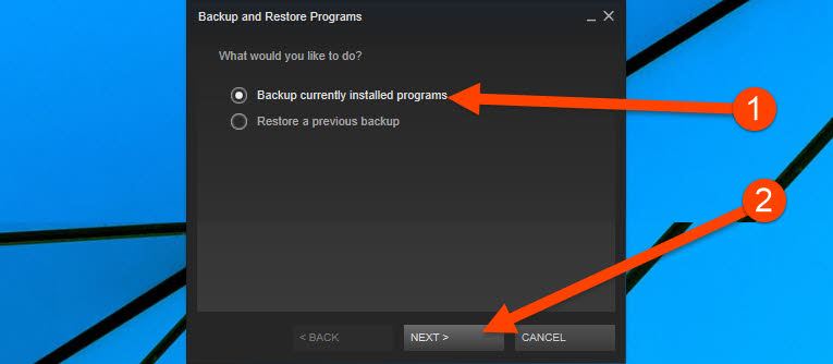 Backup current programs