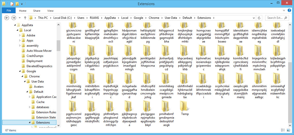 Chrome extension installation location