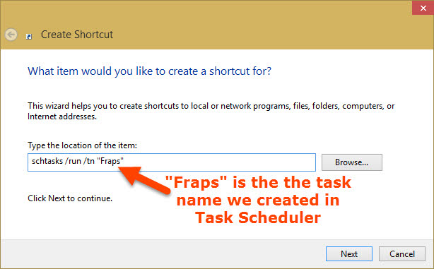 Set Shortcut location