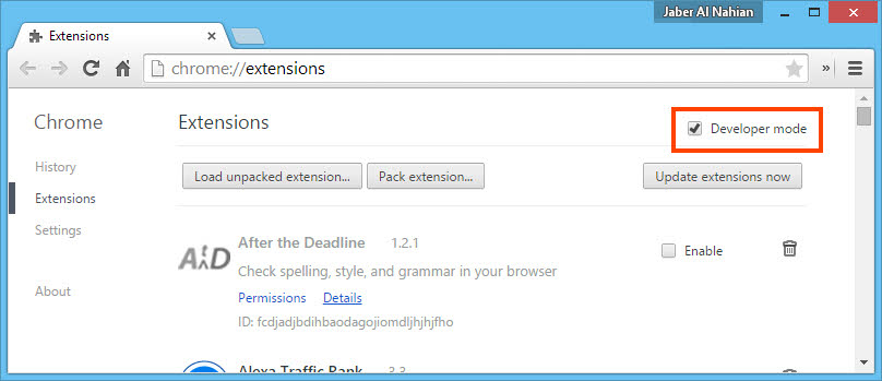 Enable developer mode