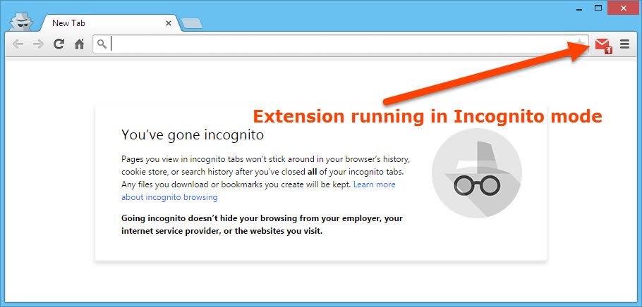 An extension running in Chrome private mode