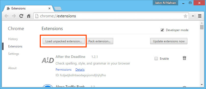 Load unpacked extension