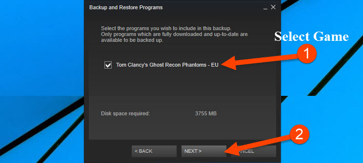 Select the target game