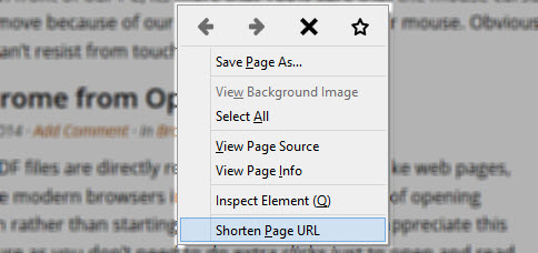 Firefox right click URL shortener