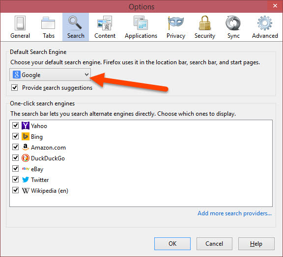 Change Default Search Engine on Firefox