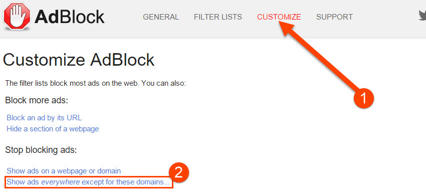 Go to Adblock Customization