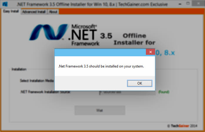 Installation Success dialog