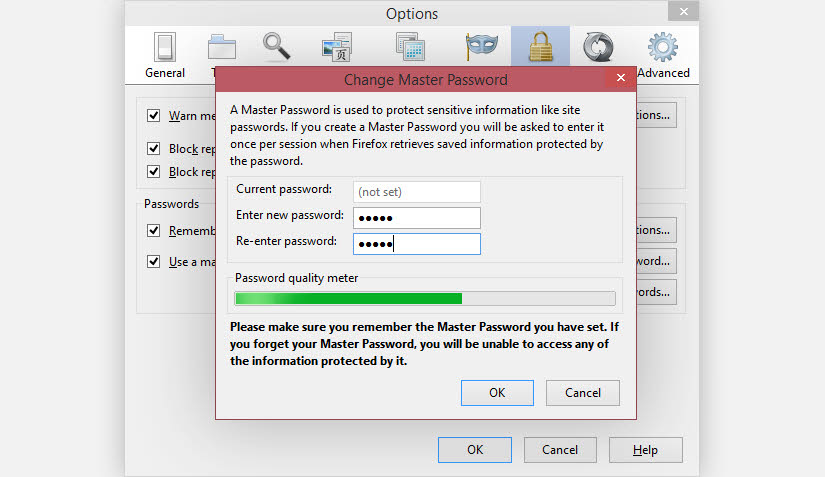 Set a master password