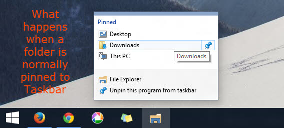 Folder that normally pinned to explorer