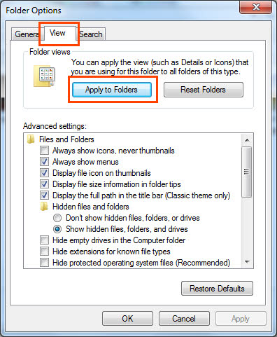 Apply to all folders
