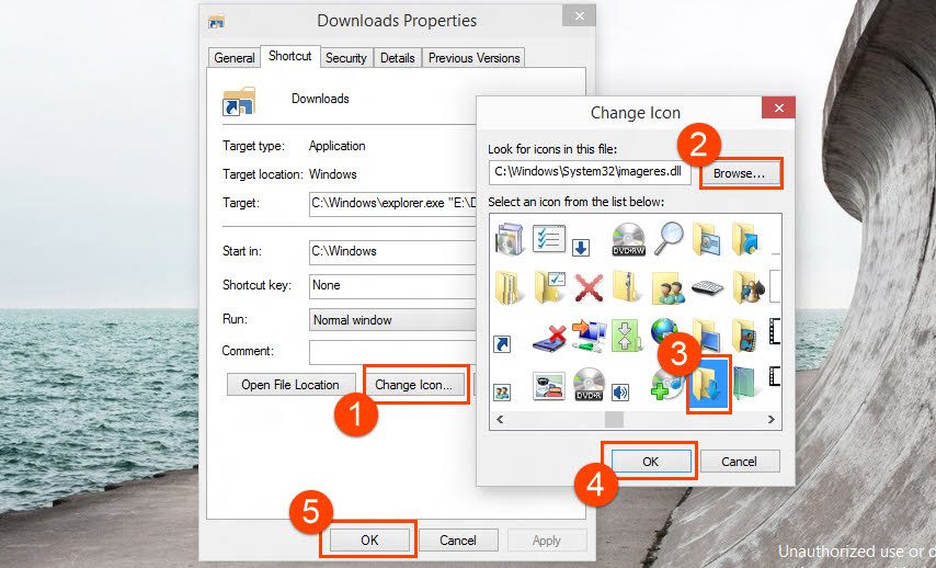 Change shortcut icon