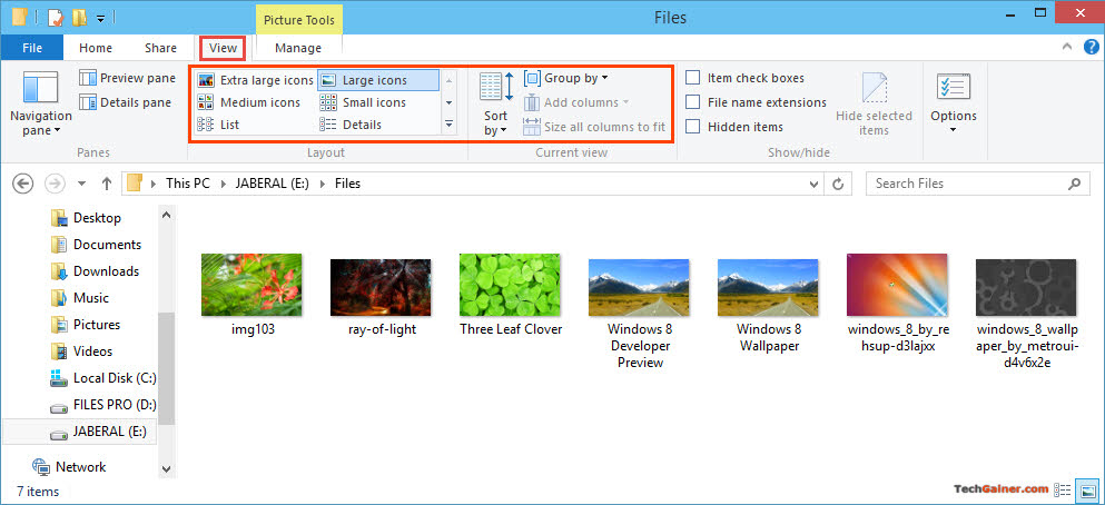 Change folder view Windows 10 and 8