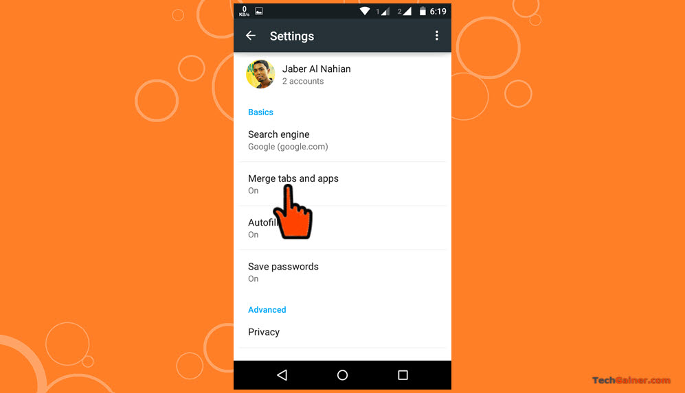 Chrome Merge tabs and apps settings