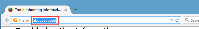 Firefox about:support page