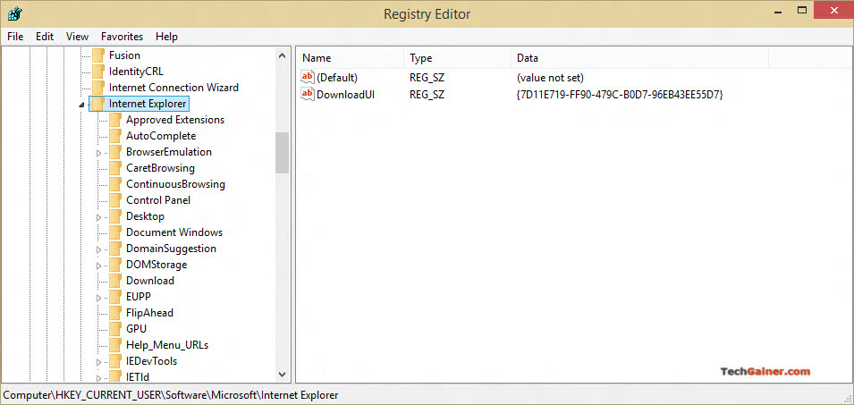 Internet Explorer settings in registry