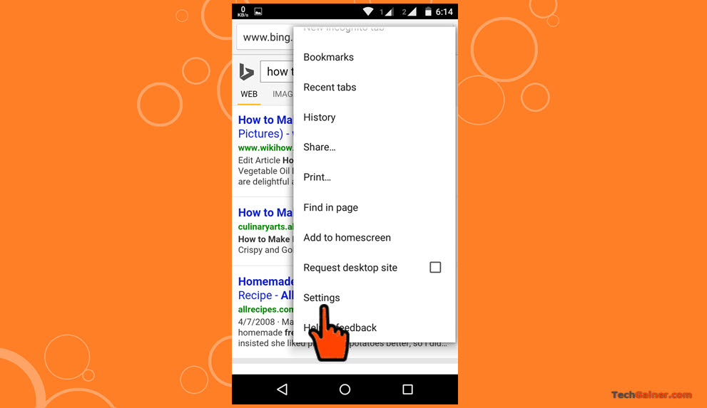 Access Chrome for Android settings