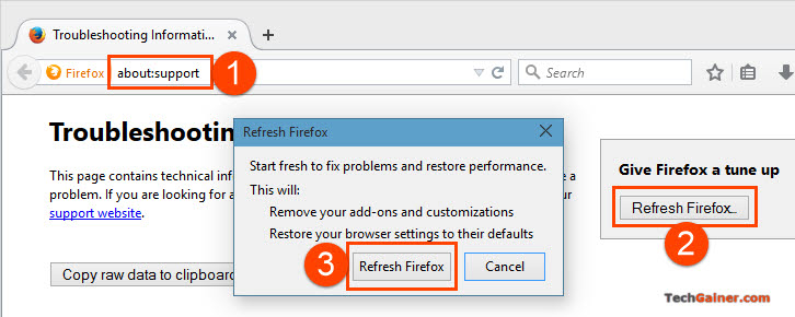 Refresh Firefox to fix problems