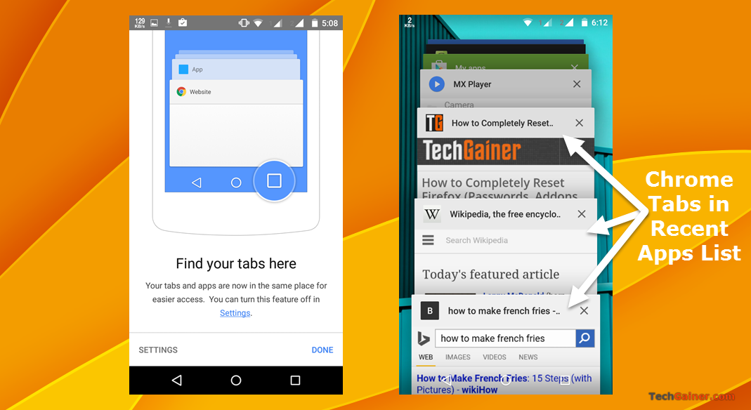 How to Disable Chrome Tabs from Appearing in Android 5.0 Recent Apps Menu