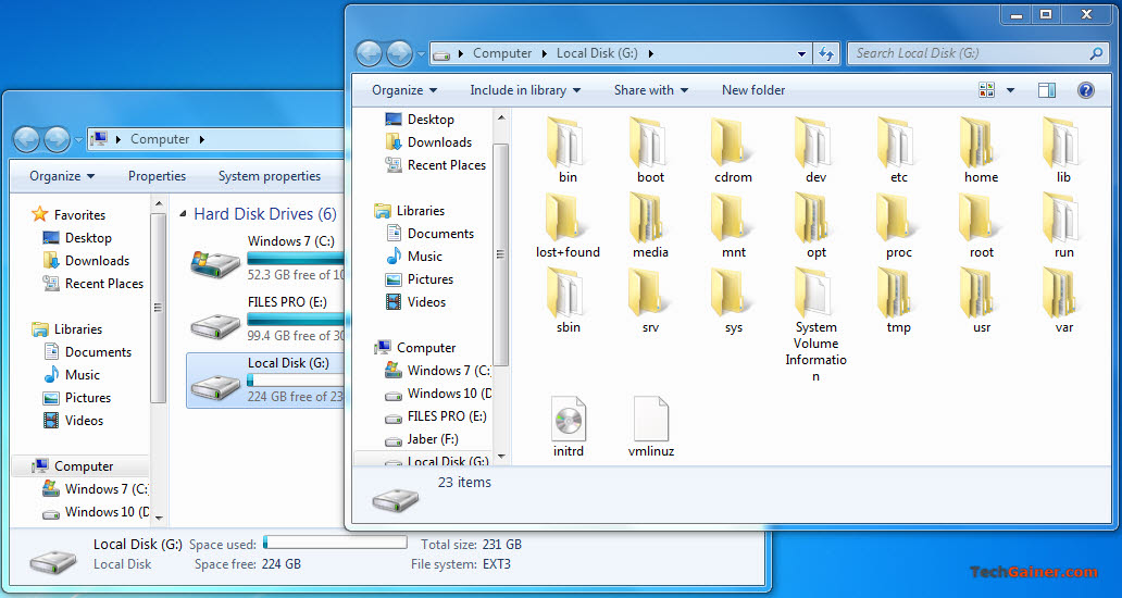 Linux partition mounted in Windows