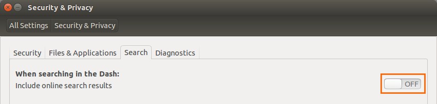 Ubuntu Search & Privacy Settings