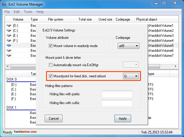 Configure fixed mount point