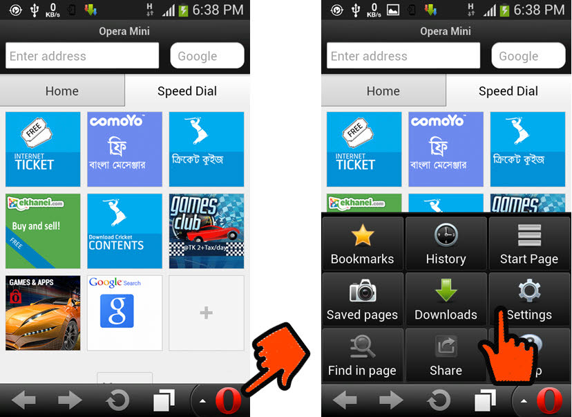 Open Opera Mini settings