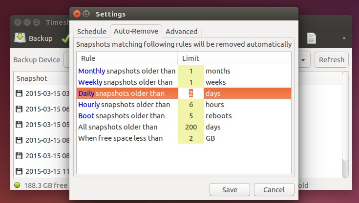 Automatically remove old snapshots