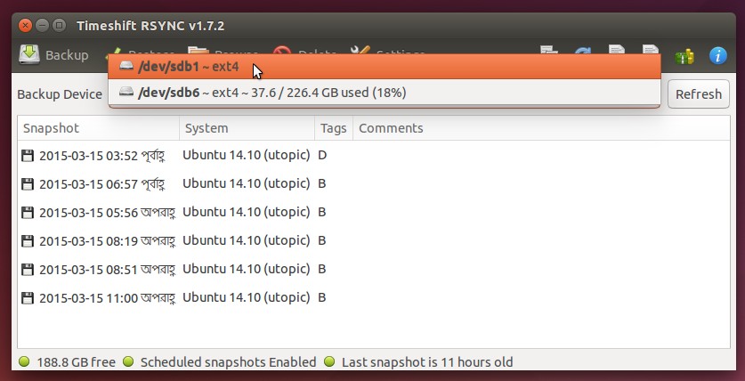 Change backup partition