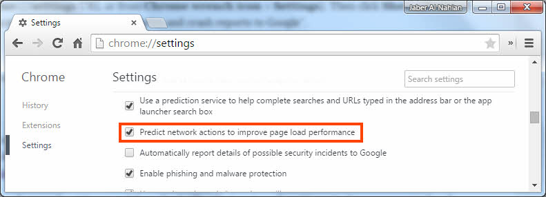 Enable Chrome preload