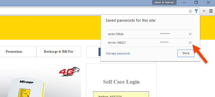 Chrome on-page password manager