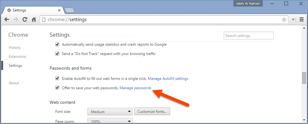 Open Chrome Password Manager