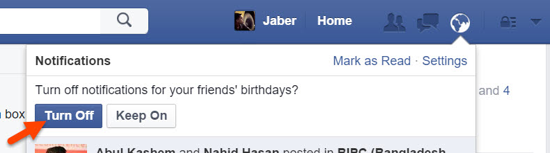 Hit "Turn Off" button