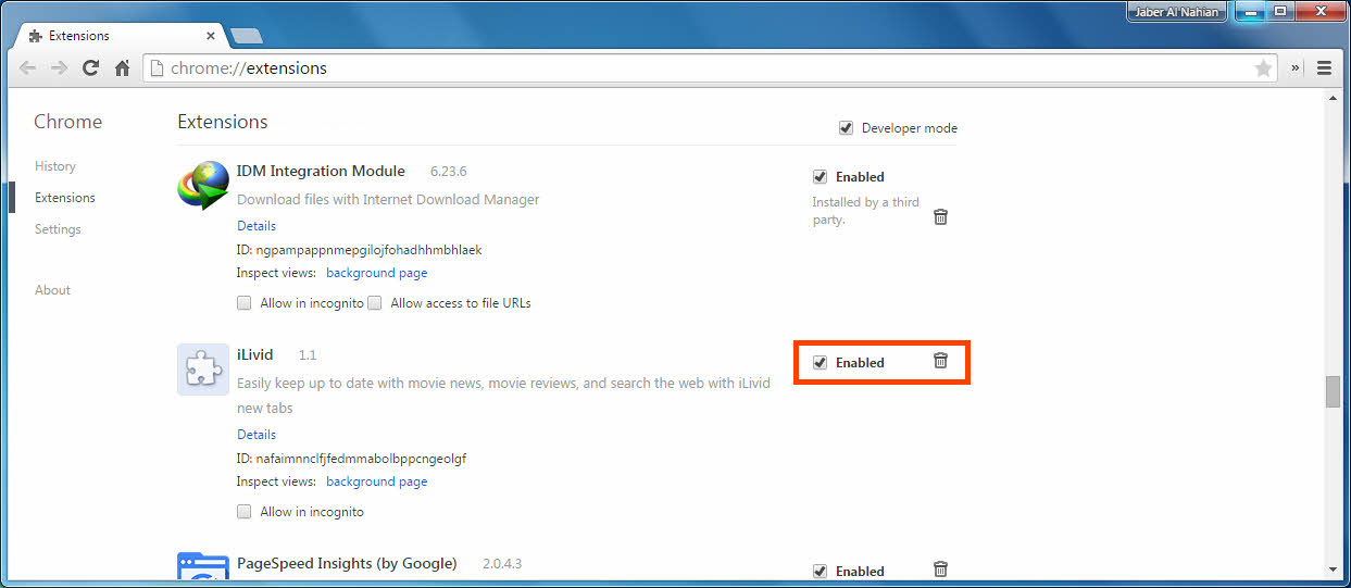 Disable extensions in Chrome