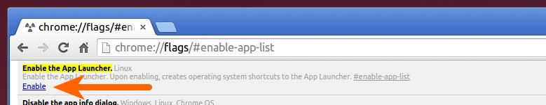 Turn on Chrome App Launcher in Linux