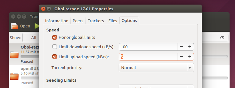 Enable Upload Speed limitation