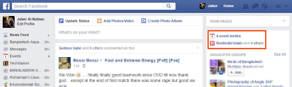 Facebook birthday reminder box