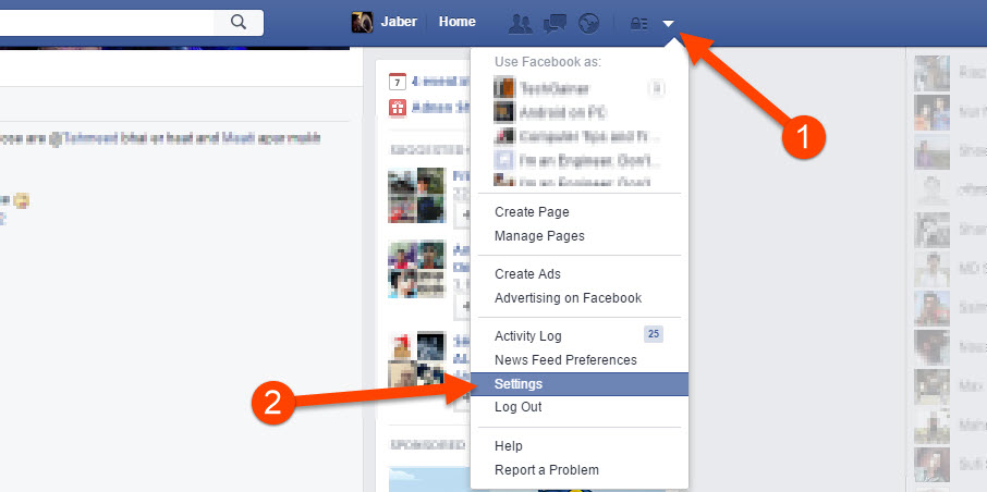 Open Facebook settings