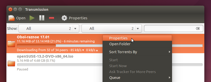 File properties in Transmission
