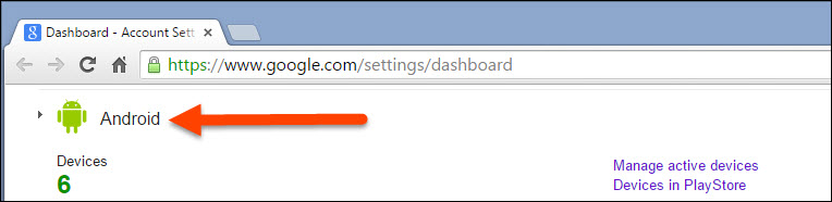 Google Dashboard Android settings