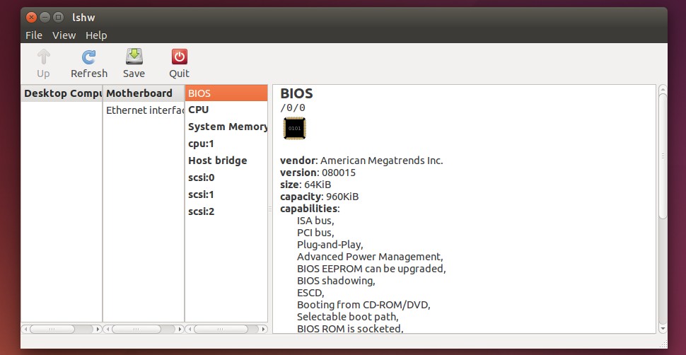 GTK Lshw running in Ubuntu