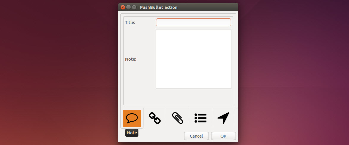 Push action dialog