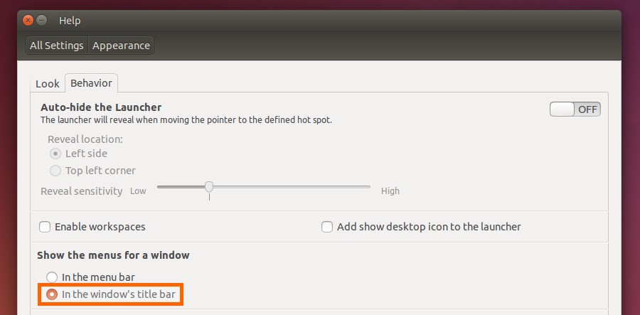 Show menus in Window Title bar