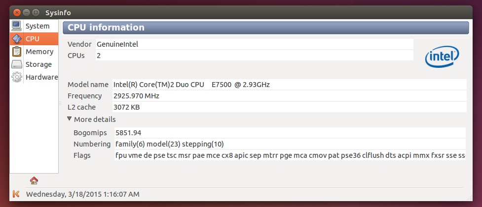 Sysinfo running on Ubuntu
