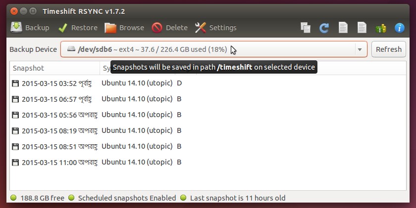 TimeShift backup device